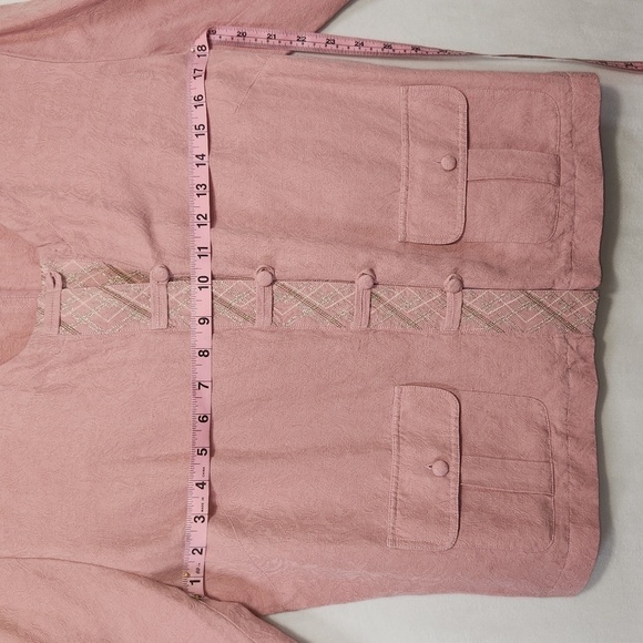 J Jill Women's SZ M Pink Linen Blend Foxglove Long Sleeve Button Up Jacket City - Picture 12 of 14